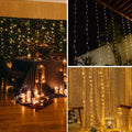Ghirlanda luminoasa tip perdea 400 LED-uri, 3m, pentru interior/exterior, iluminare galbena