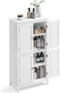 VASAGLE Dulap de baie, din MDF, cu 2 compartimente si 4 usi, rafturi reglabile, 30x60x110cm, alb