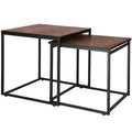 Set 2 mese pentru cafea, cadru otel, stil industrial, 50x50x52 cm si 45x45x47 cm, maro