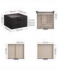 SONGMICS Cutie de bijuterii cu 3 nivele, 2 sertare, capac din sticla si incuietoare, 20x23x14cm, negru