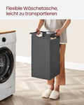 VASAGLE Cos de rufe, 3 compartimente, saci de rufe detasabili, raft, cadru metalic, 3x38L, 93x33x72 cm, negru