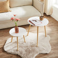 VASAGLE Masa de cafea, set de 2 bucati, picioare din lemn si blat MDF, design minimalist scandinav, 45x50cm si 35x35cm, alb