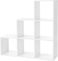 VASAGLE Biblioteca cu 6 compartimente, unitate de depozitare pentru decoratiuni, din lemn, 29x98x98cm, alb