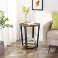 VASAGLE Masa de cafea rotunda cu cadru de otel, stil industrial, 50x57cm, maro rustic si negru