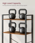 VASAGLE Biblioteca cu 5 etaje din lemn, cadru otel, stil industrial, 30x66x153cm, maro rustic si negru