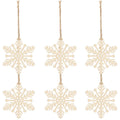Decoratiune brad fulg de zapada din lemn, set 6 bucati, maro