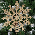 Decoratiune brad fulg de zapada, set 3 bucati, 12cm, auriu