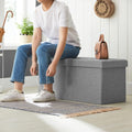 SONGMICS Taburet pliabil cu sezut moale, spatiu de depozitare 80litri, maxim 300kg, 76x38x38cm, gri