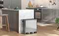 SONGMICS Cos de gunoi din inox cu 3 compartimente colectare selectiva, cu galeti interioare, 3x18litri, argintiu si negru
