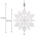 Decoratiune brad fulg de zapada, 13cm, alb cu sclipici