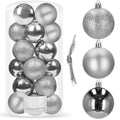 Set globuri de Craciun, 20 bucati, 3 modele, 4cm, argintiu