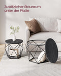 VASAGLE Set de 2 mese de cafea, stil industrial, 50x40cm si 40x36cm, negru