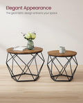 VASAGLE Set de 2 mese de cafea, stil industrial, 50x40cm si 40x36cm, maro rustic si negru