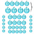 Set globuri de Craciun, 37 bucati, 3-8cm, albastru perla