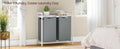 VASAGLE Cos de rufe, 2 compartimente, saci de rufe detasabili, raft, cadru metalic, 2x46L, 73x33x72 cm, alb si gri deschis