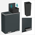 SONGMICS Cos de gunoi din inox cu 2 compartimente colectare selectiva, cu galeti interioare, 2x30litri, gri inchis