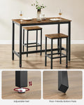 VASAGLE Set masa de bar cu 2 scaune, cadru din otel, blat lemn, stil industrial, 120x60x90cm, maro rustic