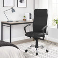 SONGMICS Scaun de birou ergonomic pentru sala de sedinte, pivotant, capitonat, inaltime reglabila si rabatabil, negru