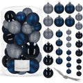 Set globuri de Craciun, 30 bucati, 3 modele, 4/5/6cm, albastru inchis