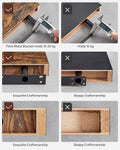 VASAGLE Raft de perete suspendat plutitor, MDF, sistem montare inclus, 60x20x4cm, vintage maro