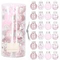Set globuri de Craciun Inedit, 24 bucati, 5cm, transparente si roz pal