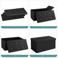 SONGMICS Taburet pliabil cu sezut moale, spatiu de depozitare 80litri, maxim 300kg, 76x38x38cm, negru