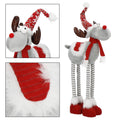 Figurina Craciun, Ren, picioare telescopice, iluminare LED, inaltime reglabila 64-85cm