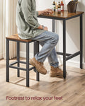 VASAGLE Set masa si scaune de bar, masa 60x60x90cm si 2 scaune 30x40x65cm, stil industrial, maro rustic