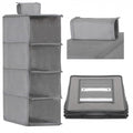Organizator dulap Sersimo, 4 compartimente, textil, 80cm, gri