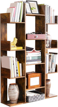VASAGLE Biblioteca stil arbore, cu 13 rafturi de depozitare, colturi rotunjite, 86x25x140cm, maro rustic