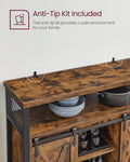 VASAGLE Comoda pentru living sau bucatarie, cu 2 usi glisante, rafturi reglabile, stil rustic, 33x100x80cm, maro si negru