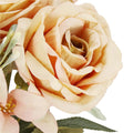 Buchet de flori artificiale din poliester, 9 fire trandafiri, 40cm, roz