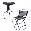 Set mobilier gradina Sersimo Oneiro, 2 scaune pliabile, 1 masa, negru