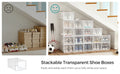 SONGMICS Cutii de pantofi, set de 18 organizatoare stivuibile, structura rezistenta ABS, 35x25x19cm, transparent