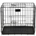 Cusca pentru animale, 2 usi, Pliabila din metal, L, Negru, 59x50x42 cm
