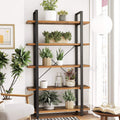 VASAGLE Biblioteca cu 5 rafturi, cadru din otel si rafturi din PAL, 105x34x178cm, maro rustic si negru