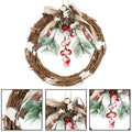Coronita pentru Craciun, 20 cm, din crengi impletite, cu zapada, maro