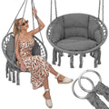 Scaun rotund Sersimo tip leagan suspendat cu perna Confort Plus casa sau gradina, gri inchis