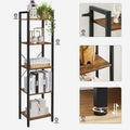 VASAGLE Raft cu 5 etaje, tip biblioteca, cadru metal si polite lemn, 40x30x153cm, industrial, maro rustic si negru
