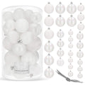 Set globuri de Craciun, 30 bucati, 3 modele, 4/5/6cm, alb