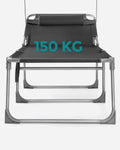 SONGMICS Sezlong pliabil, cu parasolar si tetiera, spatar reglabil in 4 pozitii, maxim 150kg, 200x71x38cm, gri
