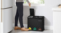 SONGMICS Cos de gunoi din otel cu 3 compartimente colectare selectiva, cu galeti interioare, 3x8litri, negru mat