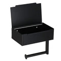 Suport hartie igienica din otel cu sertar depozitare, sistem montare inclus, 22cm, negru bej