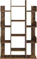 VASAGLE Biblioteca stil arbore, cu 13 rafturi de depozitare, colturi rotunjite, 86x25x140cm, maro rustic