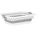 Cos de rufe pliabil tip lighean, cu manere, din plastic si silicon, 53x38x24cm, 24litri, gri
