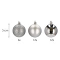 Set globuri de Craciun, 30 bucati, 3 modele, 3cm, argintiu