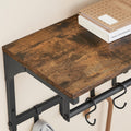 VASAGLE Cuier perete cu 8 carlige si polita, 40x24x24 cm, maro rustic si negru