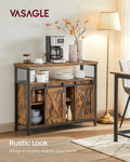 VASAGLE Comoda pentru living sau bucatarie, cu 2 usi glisante, rafturi reglabile, stil rustic, 33x100x80cm, maro si negru
