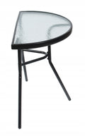 Set mobilier gradina sau balcon, masa semirotund sticla cu 2 scaune pliabile, gri