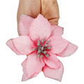 Set 10 ornamente pentru bradul de Craciun, stea Poinsettia, 13cm, roz